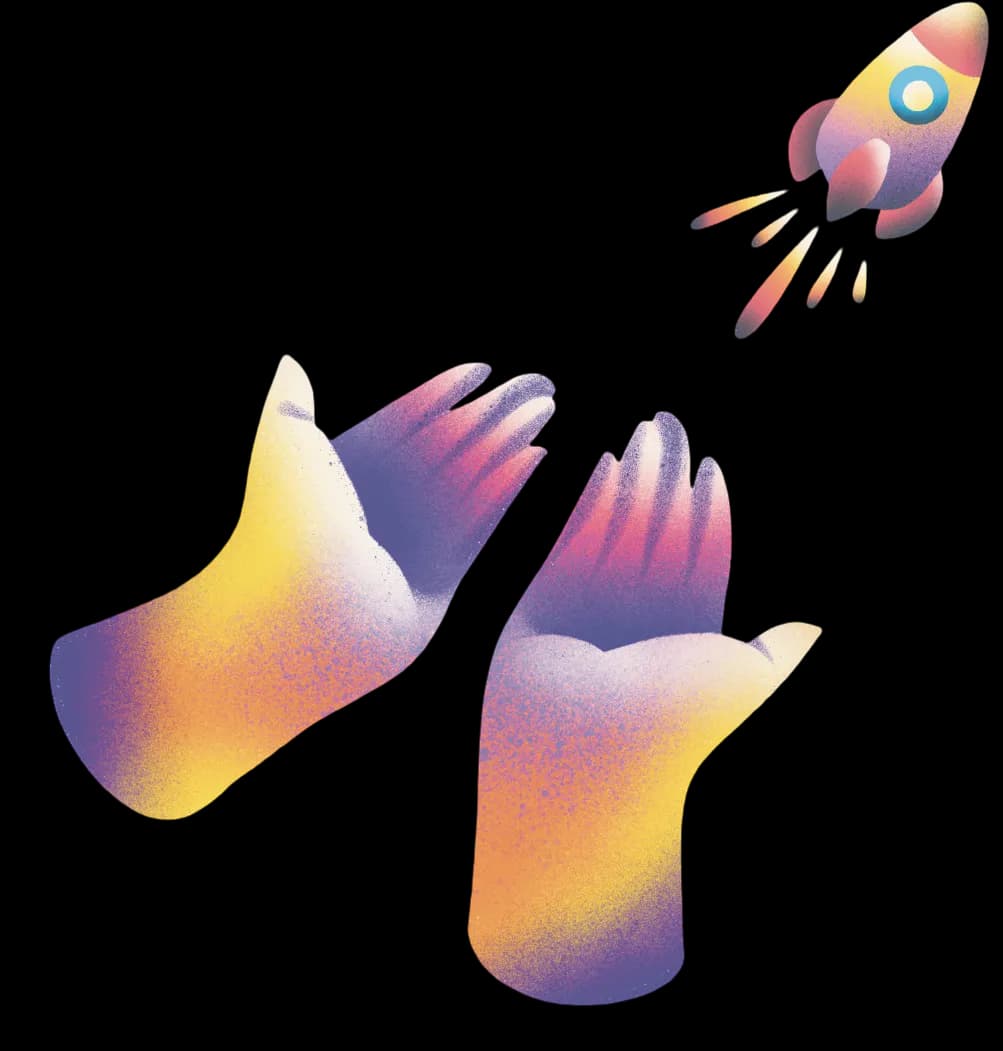 Rocket with hands illustration